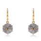 Brincos de Prata com Banho de Ouro com Diamante Vermelho e Diamante Branco