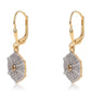 Brincos de Prata com Banho de Ouro com Diamante Vermelho e Diamante Branco