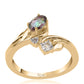 Anel de Prata com Banho de Ouro com Topázio Místico e Topázio Branco
