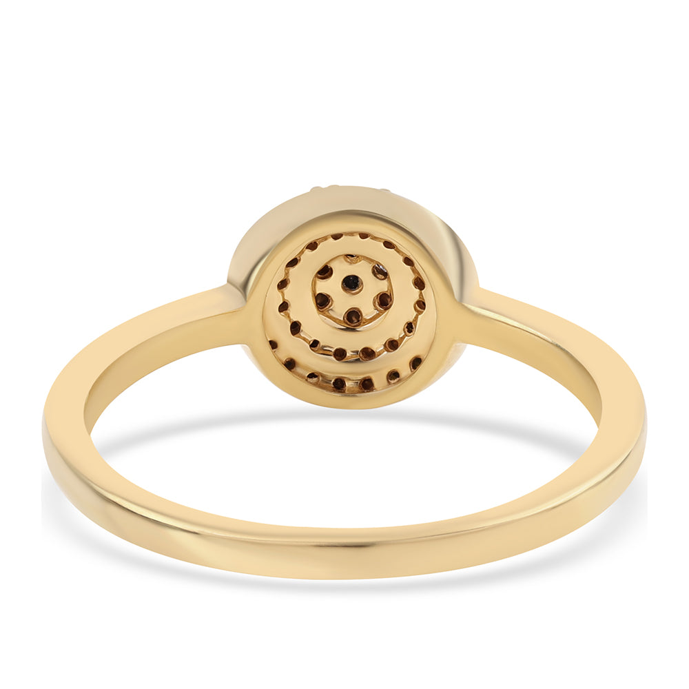 Anel de Prata com Banho de Ouro com Diamante Preto