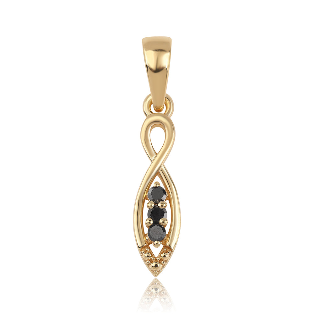 Pendente de Prata com Banho de Ouro com Diamante Preto 1 