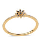 Anel de Prata com Banho de Ouro com Diamante Preto e Diamante Branco