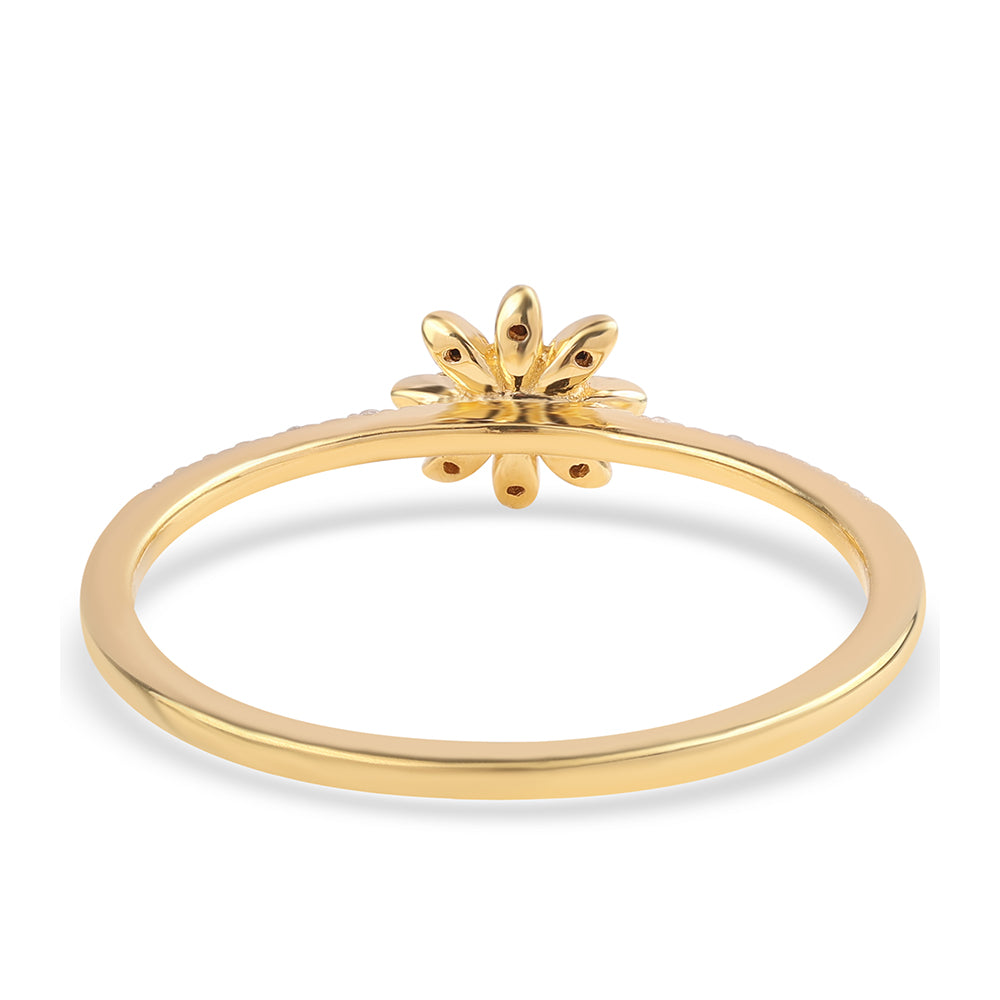 Anel de Prata com Banho de Ouro com Diamante Preto e Diamante Branco 2 