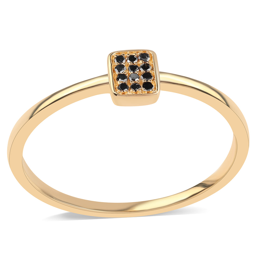 Anel de Prata com Banho de Ouro com Diamante Preto 1 