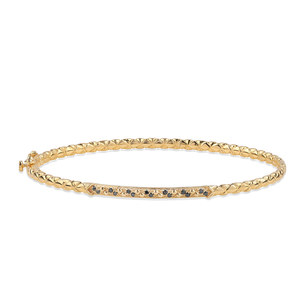 Pulseira de Prata com Banho de Ouro com Diamante Preto  Contraste: Cabeca de Veado (800) 1 