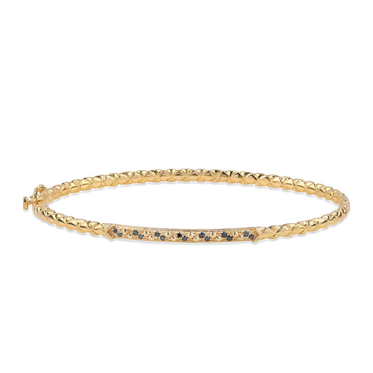 Pulseira de Prata com Banho de Ouro com Diamante Preto  Contraste: Cabeca de Veado (800)