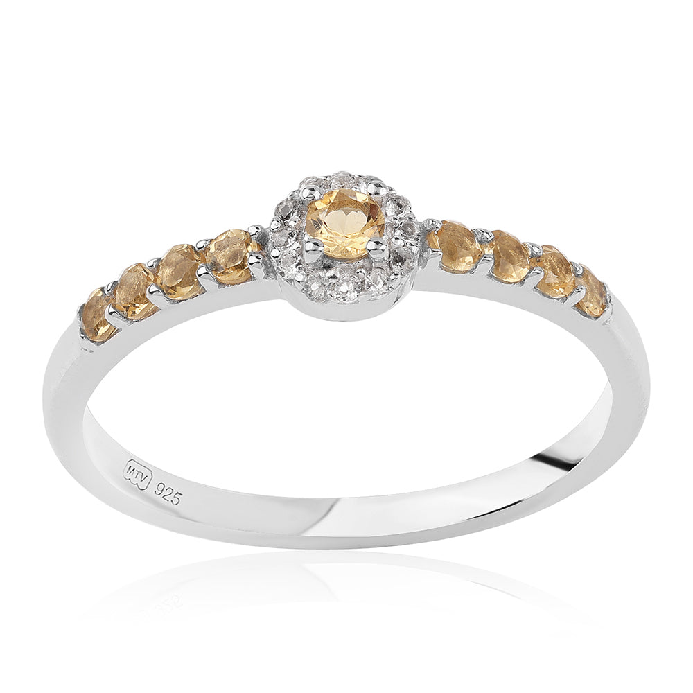 Anel de Prata com AA Citrino de Brasil e Topázio Branco 1 