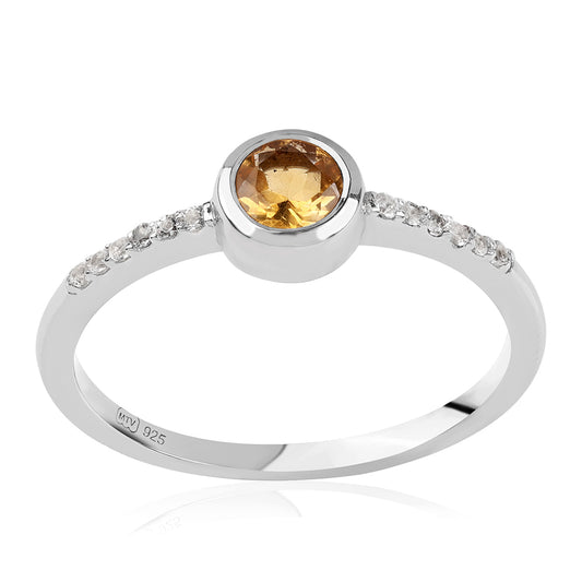 Anel de Prata com AA Citrino de Brasil e Topázio Branco