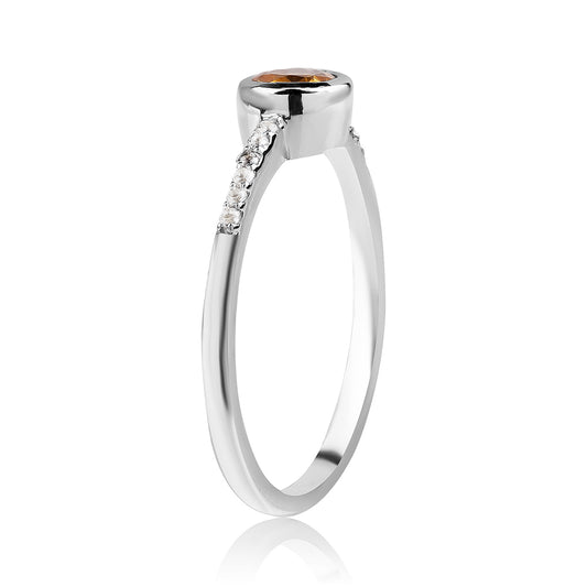 Anel de Prata com AA Citrino de Brasil e Topázio Branco