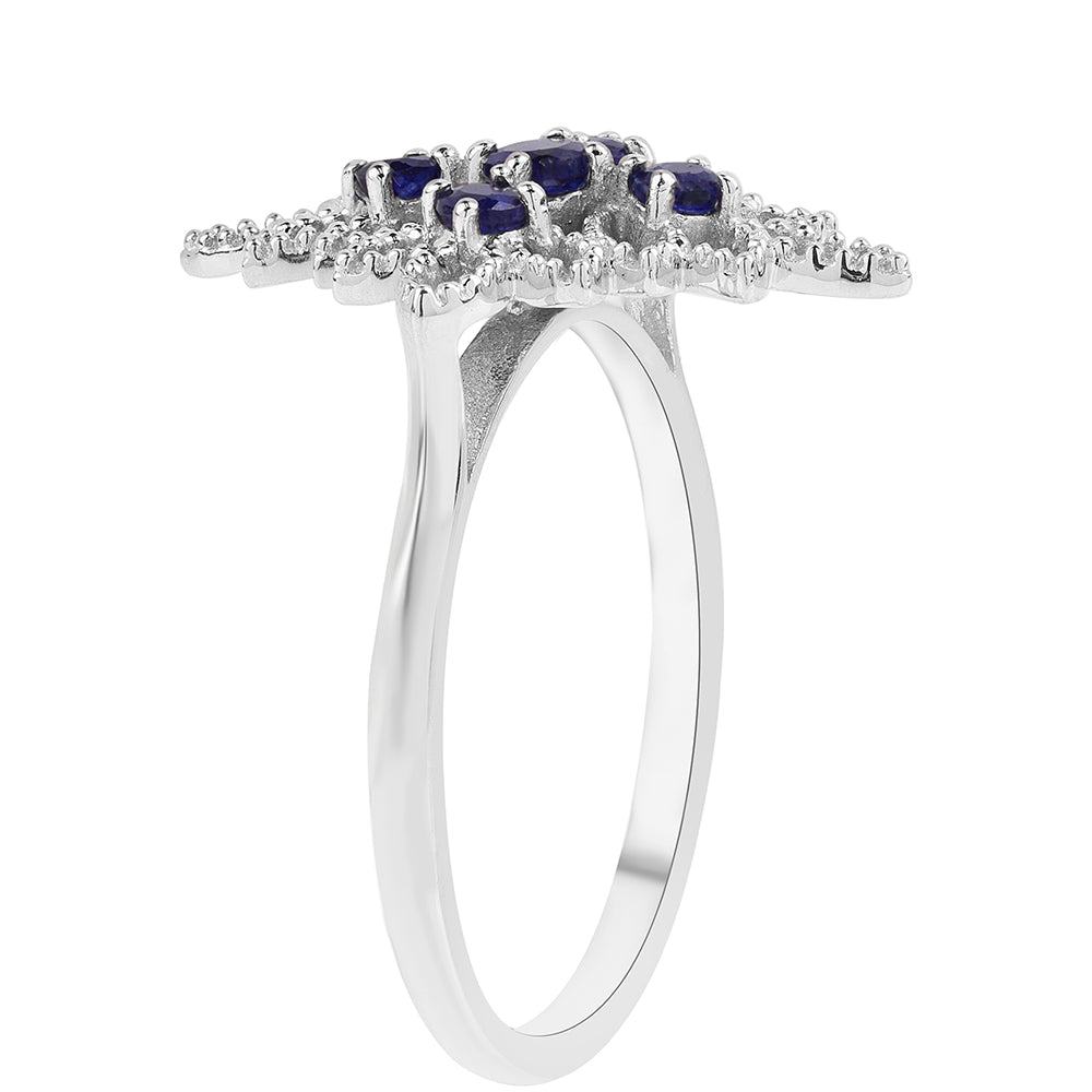 Anel de Prata com Safira Azul Australiana  Contraste: Cabeca de Veado (800) 2 