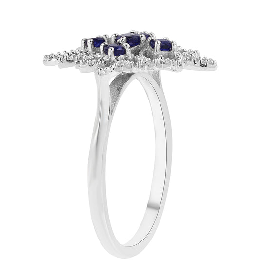 Anel de Prata com Safira Azul Australiana  Contraste: Cabeca de Veado (800)