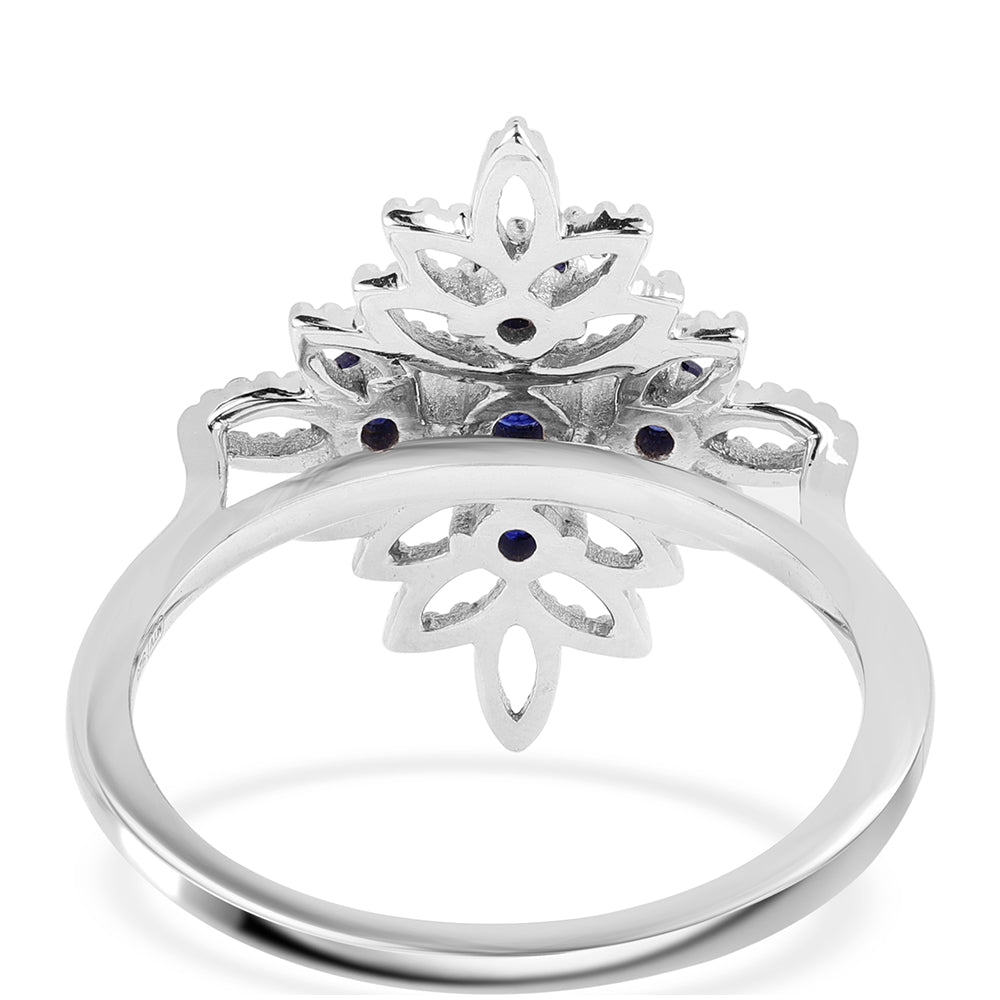 Anel de Prata com Safira Azul Australiana  Contraste: Cabeca de Veado (800)