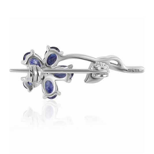 Alfinete de Prata com Safira Azul Australiana e Topázio Branco