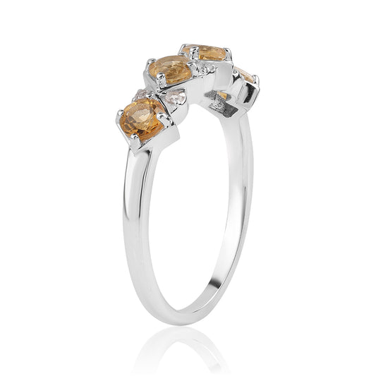 Anel de Prata com AA Citrino de Brasil e Topázio Branco