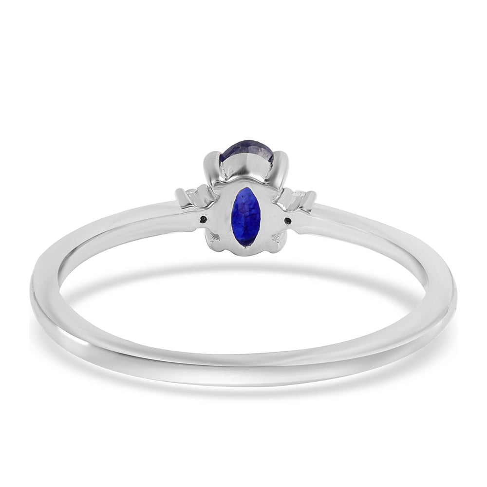 Anel de Prata com Safira Azul Australiana e Topázio Branco