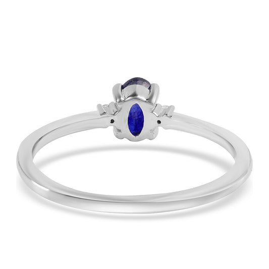 Anel de Prata com Safira Azul Australiana e Topázio Branco