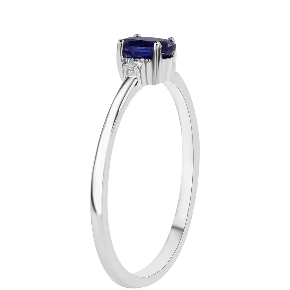 Anel de Prata com Safira Azul Australiana e Topázio Branco 3 