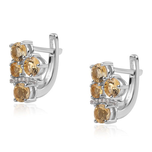 Brincos de Prata com AA Citrino de Brasil e Topázio Branco