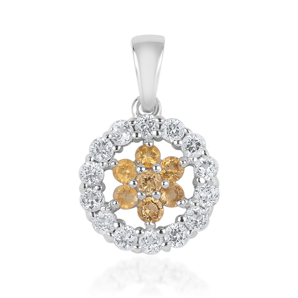 Pendente de Prata com AA Citrino de Brasil e Topázio Branco 1 