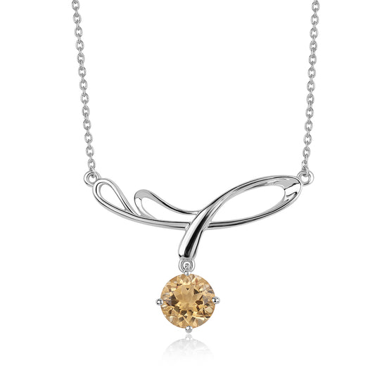 Colar de Prata com AA Citrino de Brasil  Contraste: Cabeca de Veado (800)