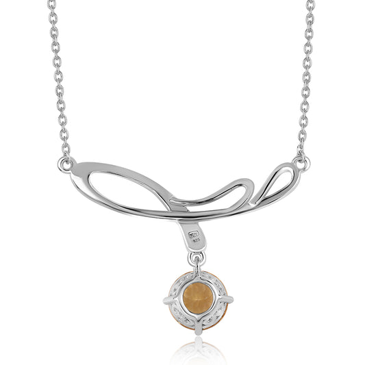 Colar de Prata com AA Citrino de Brasil  Contraste: Cabeca de Veado (800)
