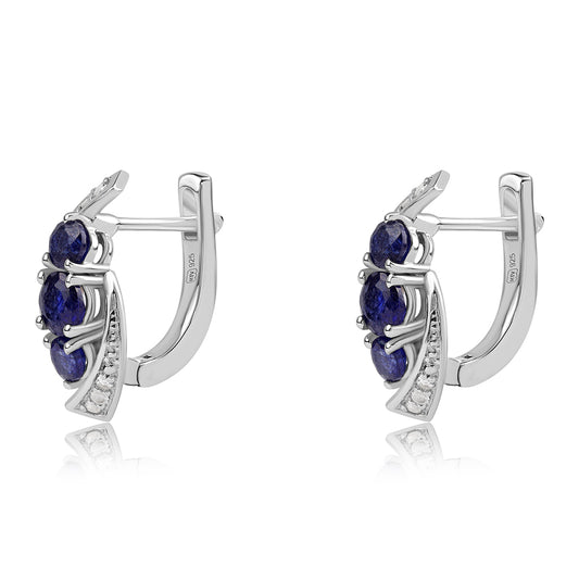 Brincos de Prata com Safira Azul Australiana e Topázio Branco