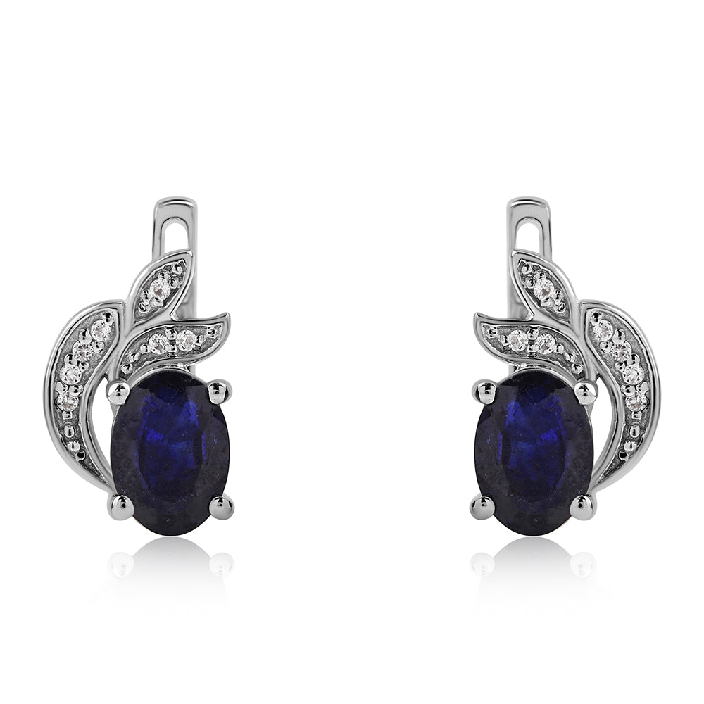 Brincos de Prata com Safira Azul Australiana e Topázio Branco