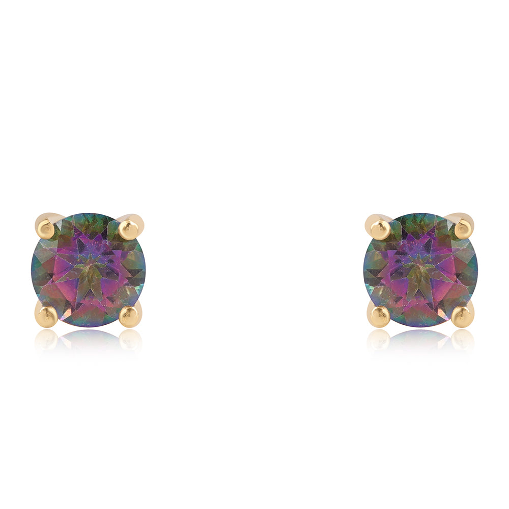 Brincos de Prata com Banho de Ouro com Topázio Místico 2 