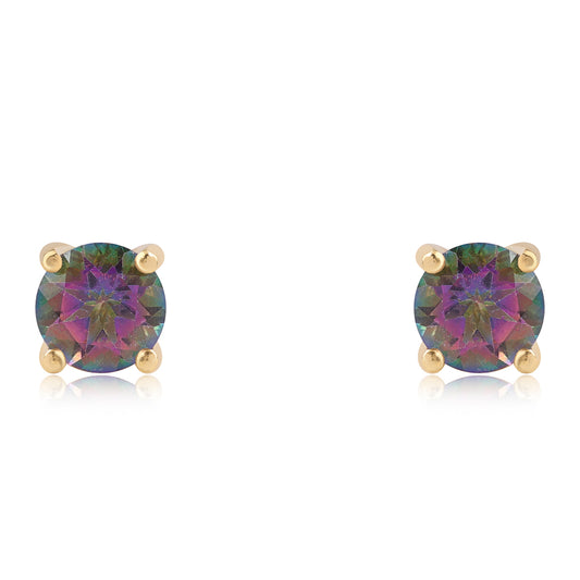 Brincos de Prata com Banho de Ouro com Topázio Místico