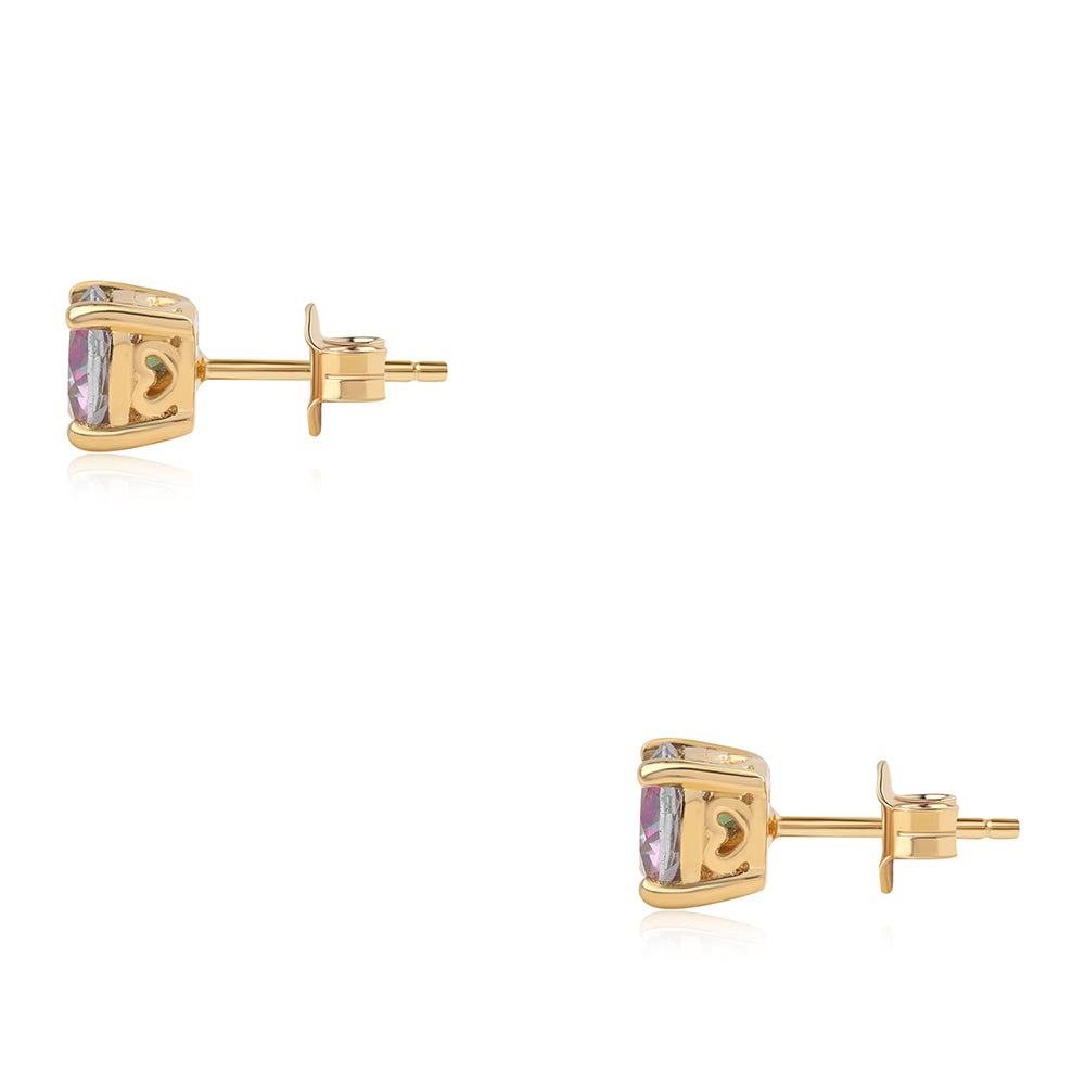 Brincos de Prata com Banho de Ouro com Topázio Místico