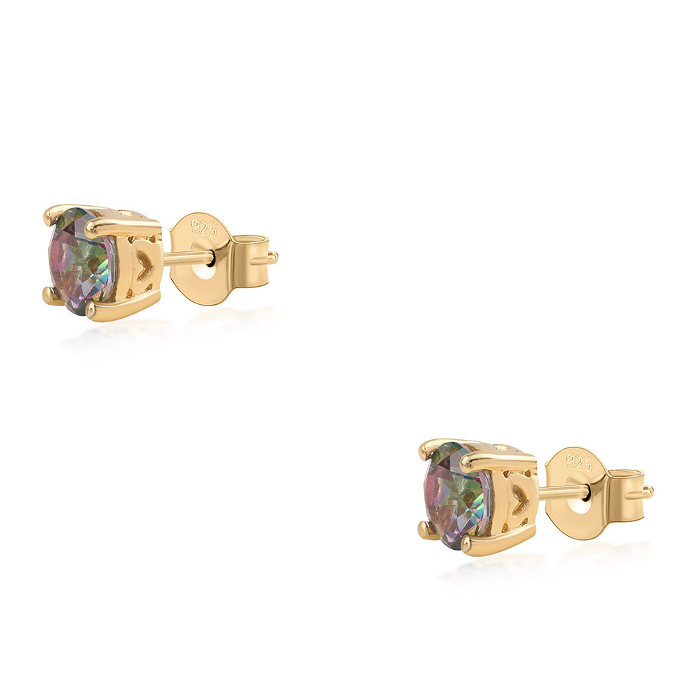 Brincos de Prata com Banho de Ouro com Topázio Místico 1 