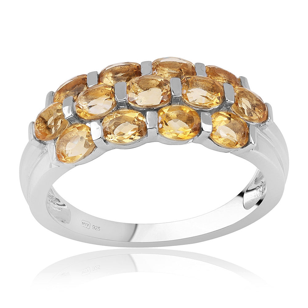 Anel de Prata com AA Citrino de Brasil  Contraste: Cabeca de Veado (800)