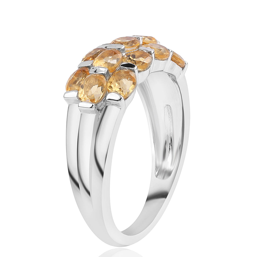 Anel de Prata com AA Citrino de Brasil  Contraste: Cabeca de Veado (800)