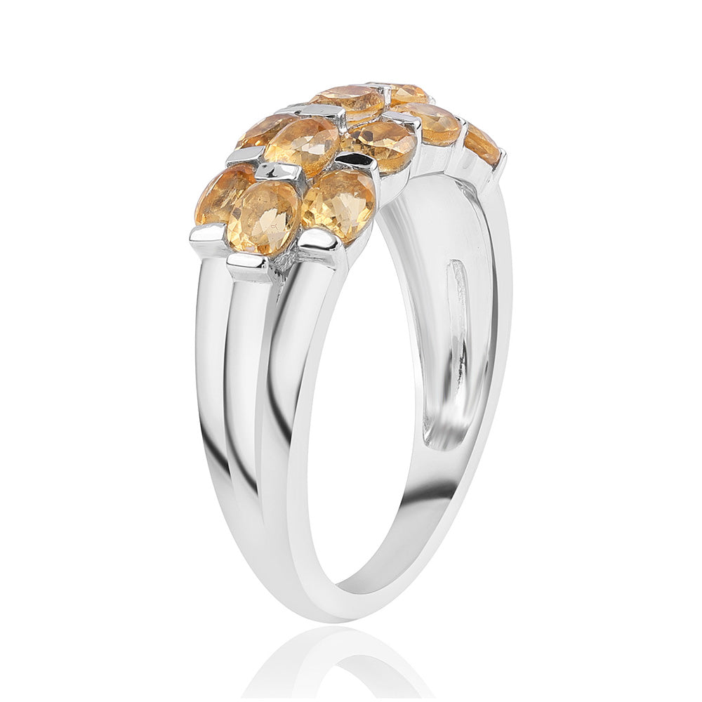 Anel de Prata com AA Citrino de Brasil  Contraste: Cabeca de Veado (800)