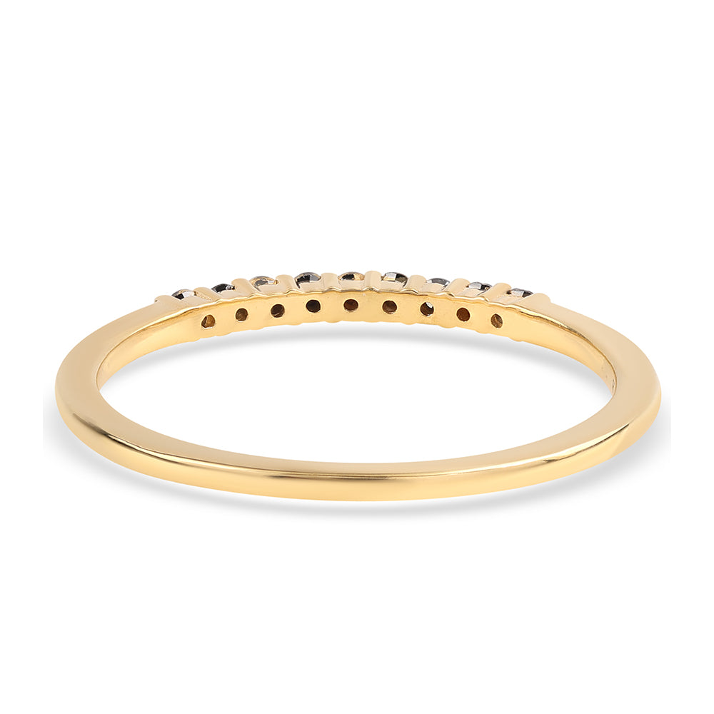 Anel de Prata com Banho de Ouro com Diamante Preto