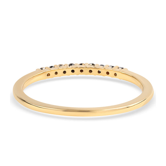 Anel de Prata com Banho de Ouro com Diamante Preto