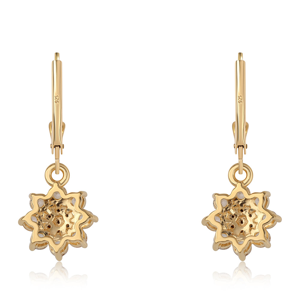 Brincos de Prata com Banho de Ouro com Diamante Preto e Topázio Branco 3 