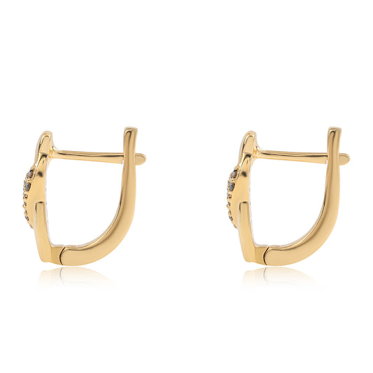 Brincos de Prata com Banho de Ouro com Diamante Preto