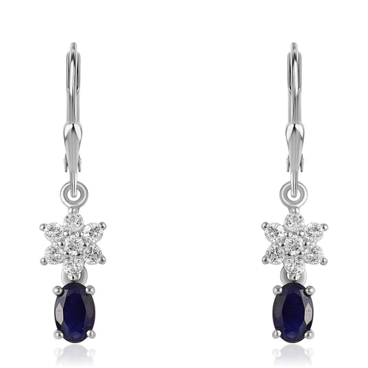 Brincos de Prata com Safira Azul Australiana e Topázio Branco