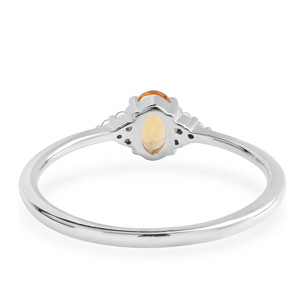 Anel de Prata com AA Citrino de Brasil e Topázio Branco 3 