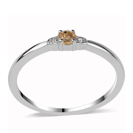 Anel de Prata com AA Citrino de Brasil e Topázio Branco