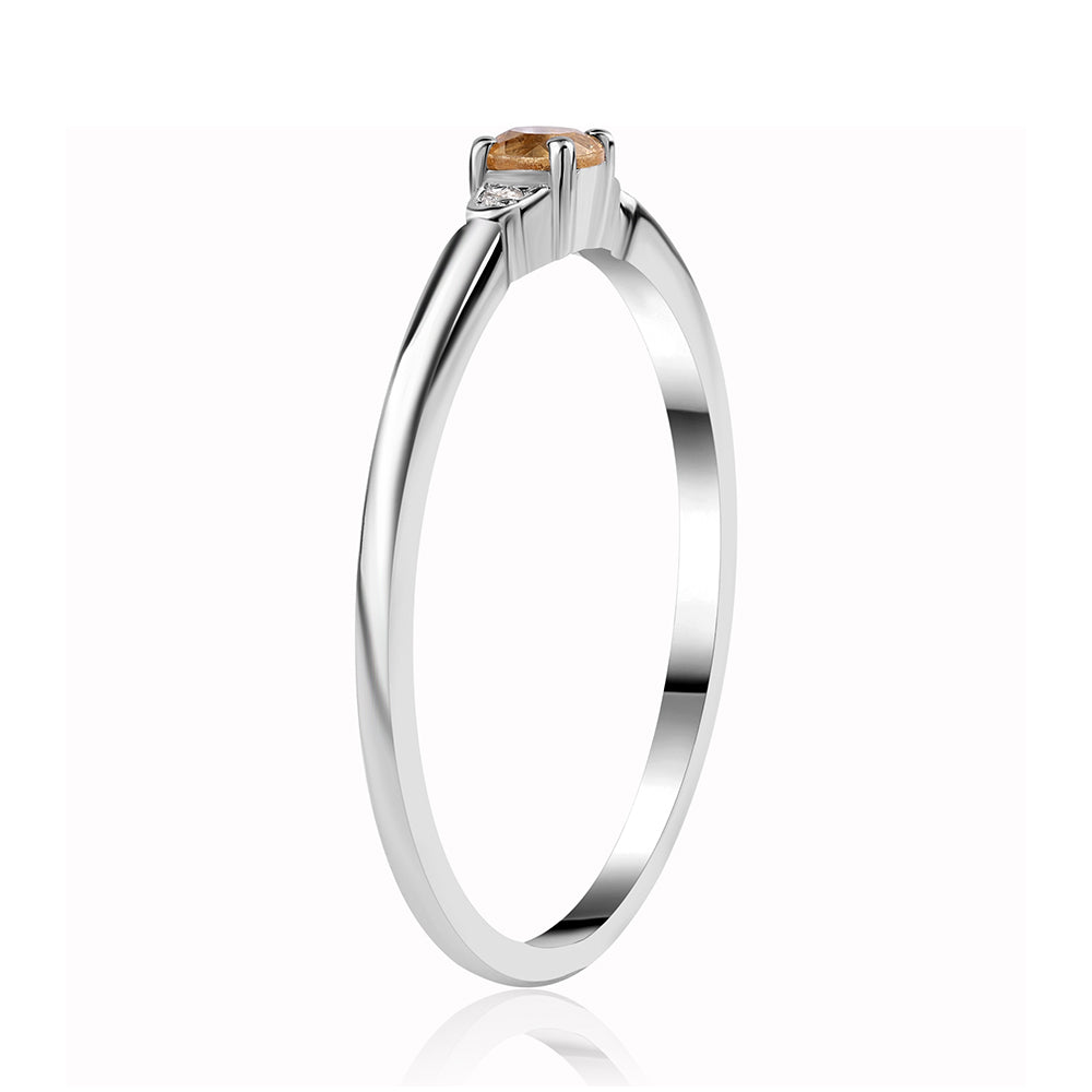 Anel de Prata com AA Citrino de Brasil e Topázio Branco 2 