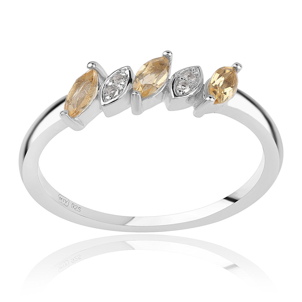 Anel de Prata com AA Citrino de Brasil e Topázio Branco 1 