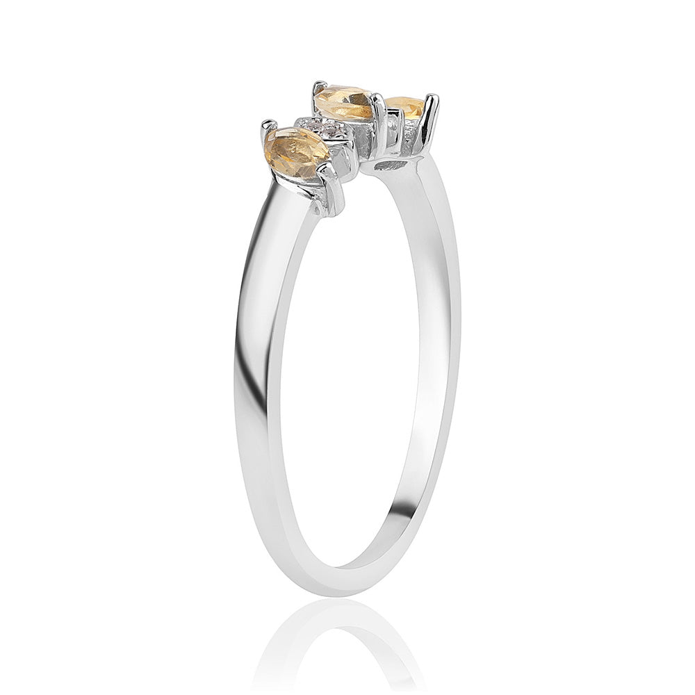 Anel de Prata com AA Citrino de Brasil e Topázio Branco 2 