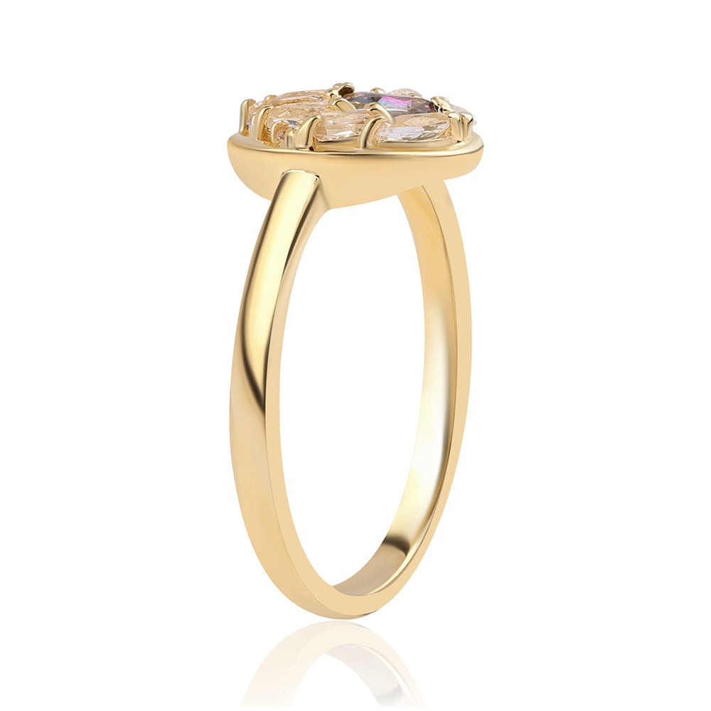 Anel de Prata com Banho de Ouro com Topázio Místico e Topázio Branco 2 