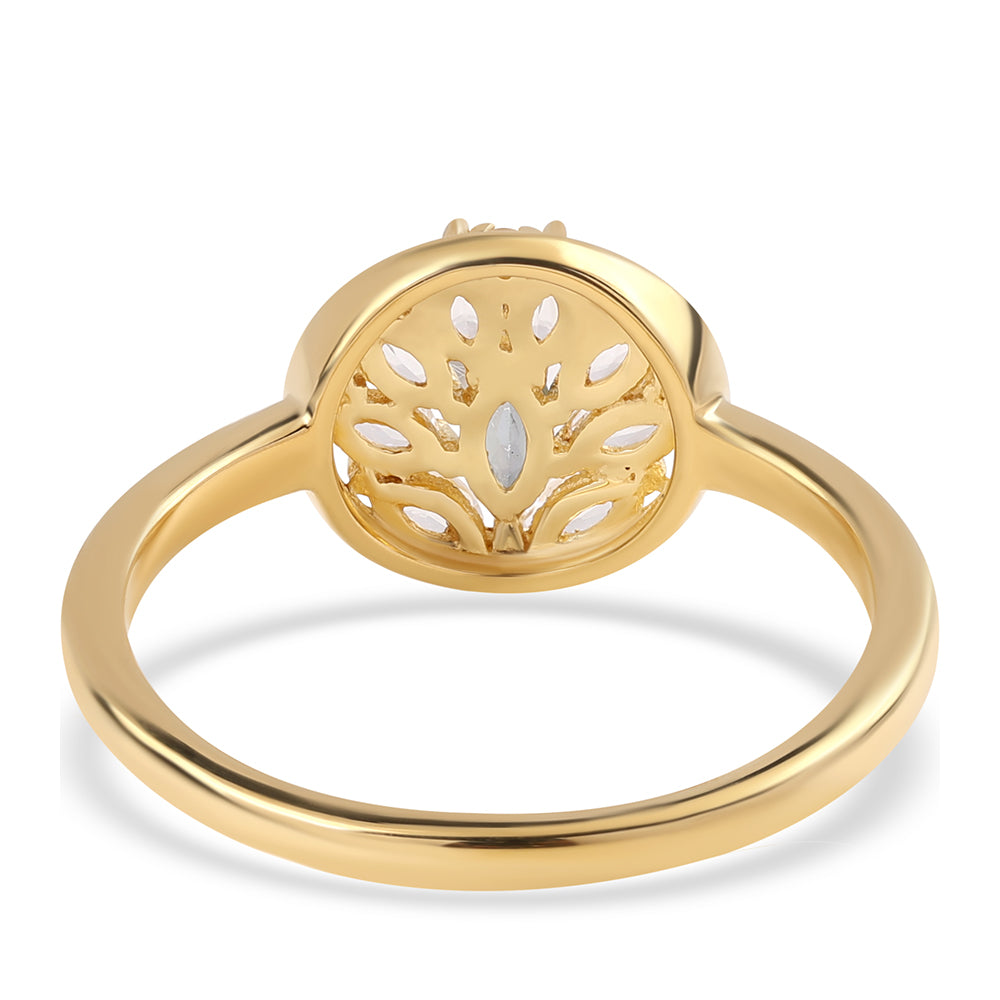 Anel de Prata com Banho de Ouro com Topázio Místico e Topázio Branco 3 