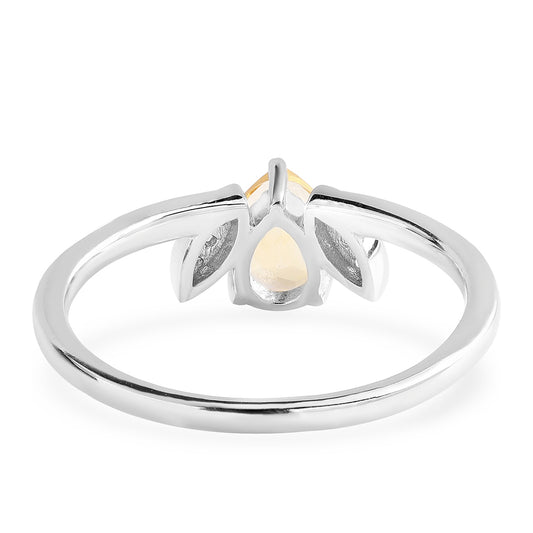 Anel de Prata com AA Citrino de Brasil e Topázio Branco