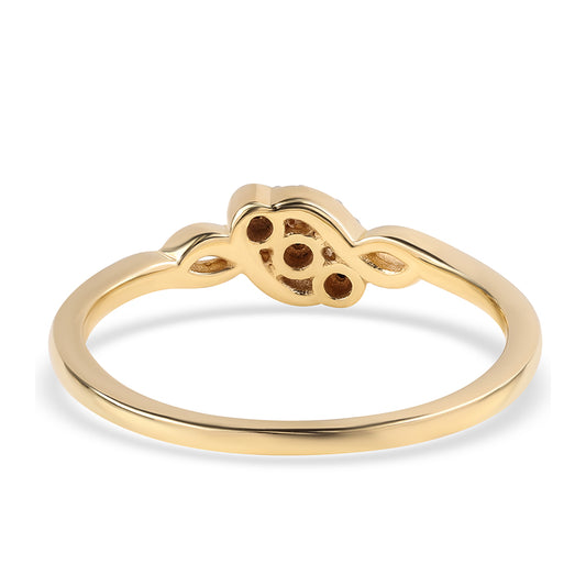 Anel de Prata com Banho de Ouro com Diamante Preto