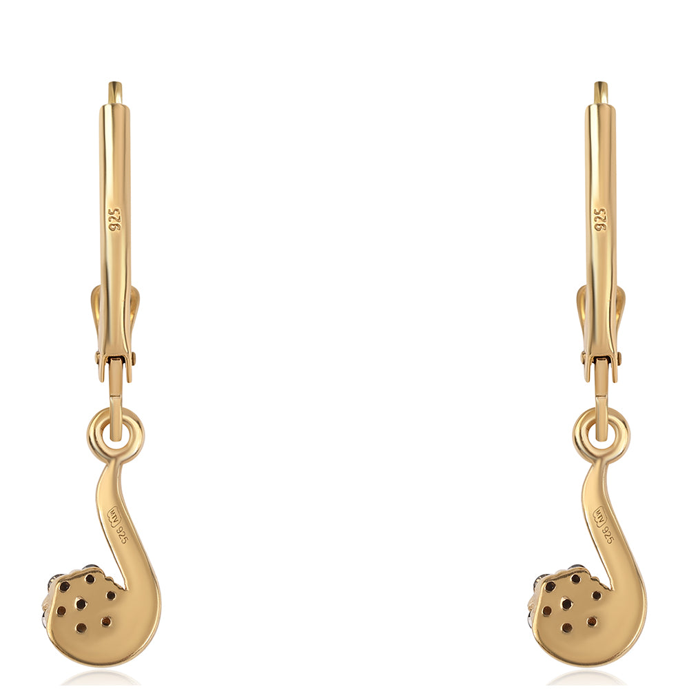 Brincos de Prata com Banho de Ouro com Diamante Preto 3 