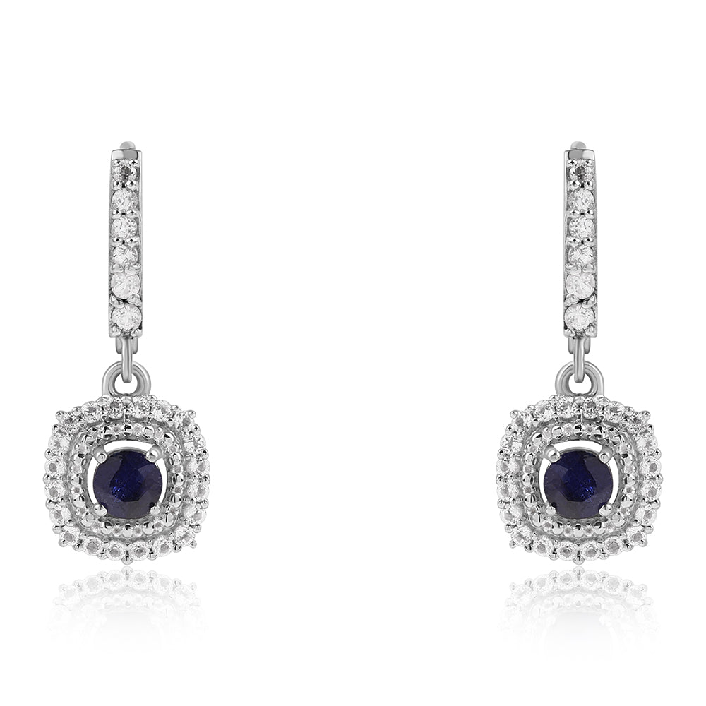 Brincos de Prata com Safira Azul Australiana e Topázio Branco 2 